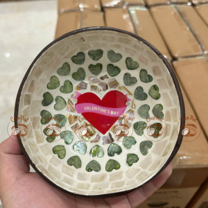 Mother of pearl inlay Coconut Bowl for Valentine's Day Gift Made in Vietnam